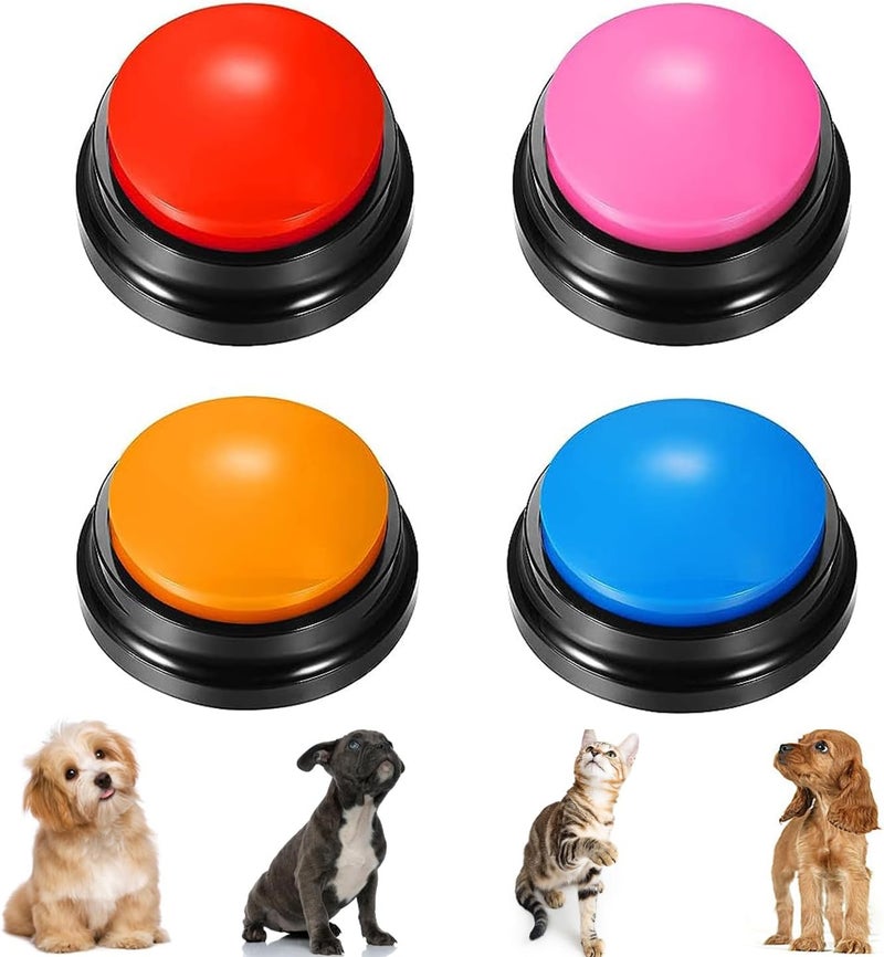 MOLIK Voice Recording Button 4 Color, Dog Buttons for Communication Pet Training Buzzer, 30 Second Record & Playback, for Family Game and Trivia Nights - Image 1